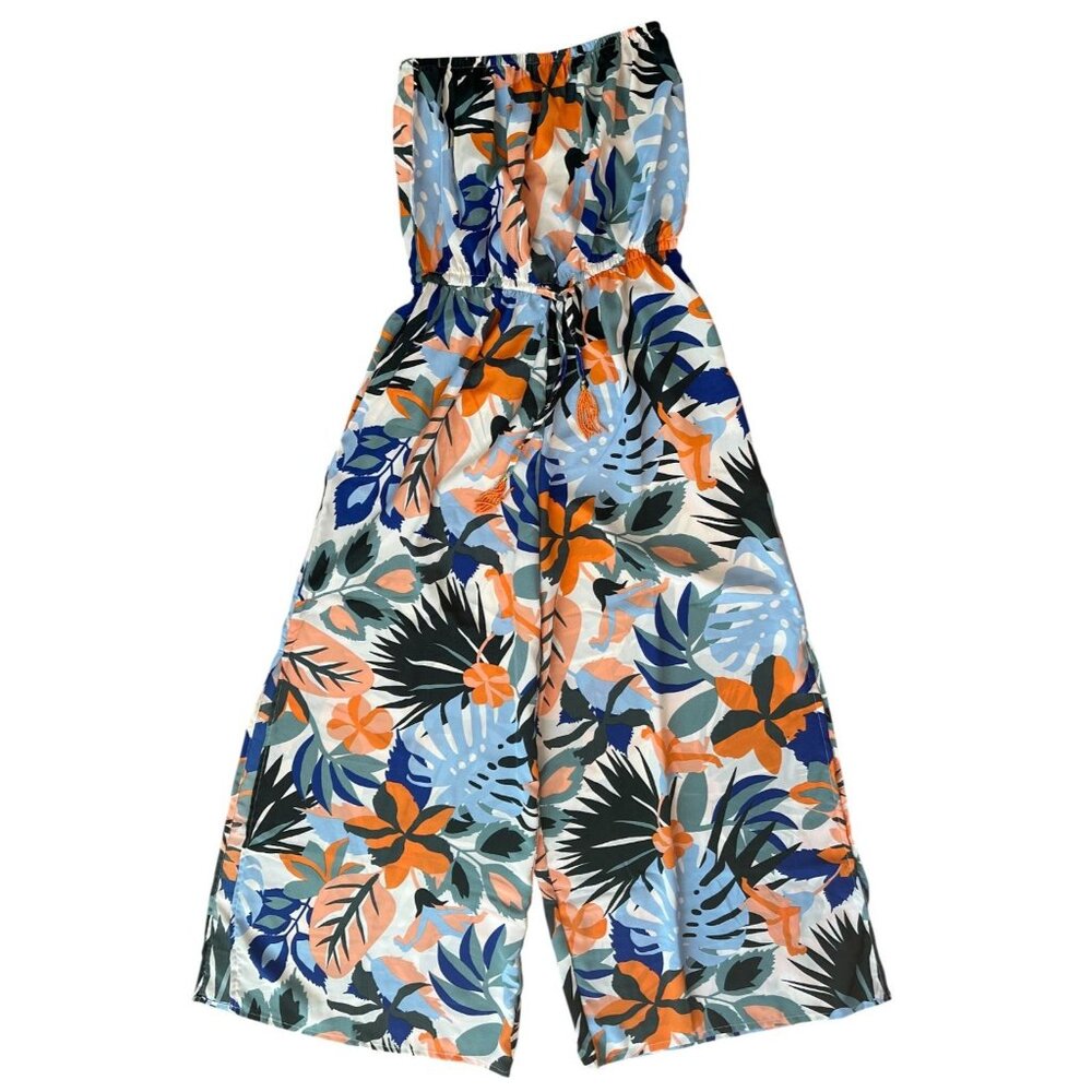 NWT TRUE DESTINATION Printed Silky Crepe Cover-up Jumpsuit Size Medium